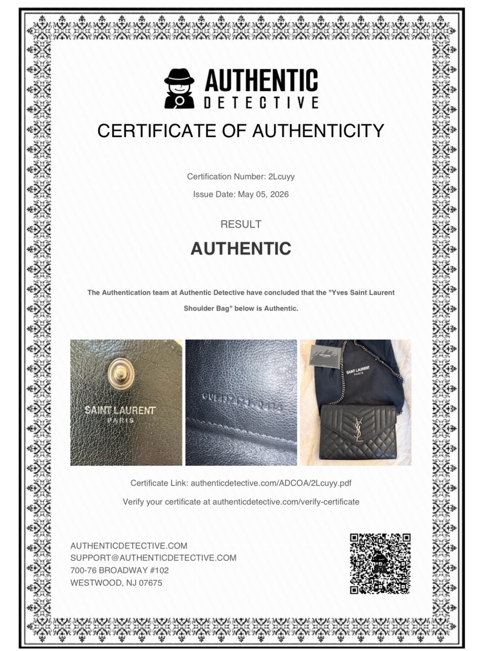 Saint Laurent Triquilt black wallet on chain WOC with aged silver hardware - Picture 10 of 10